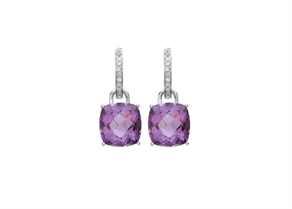 Cushion and CZ Studded Pave Gemstone Drop Earrings